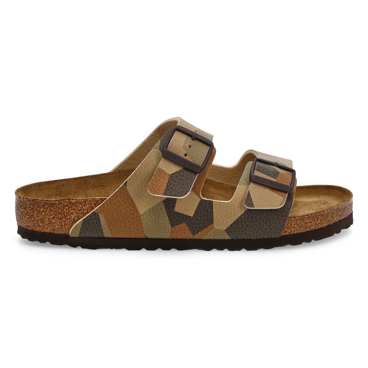 Sandale à 2 brides en Birko-Flor avec assise souple ARIZONA, vison/camouflage, hommes