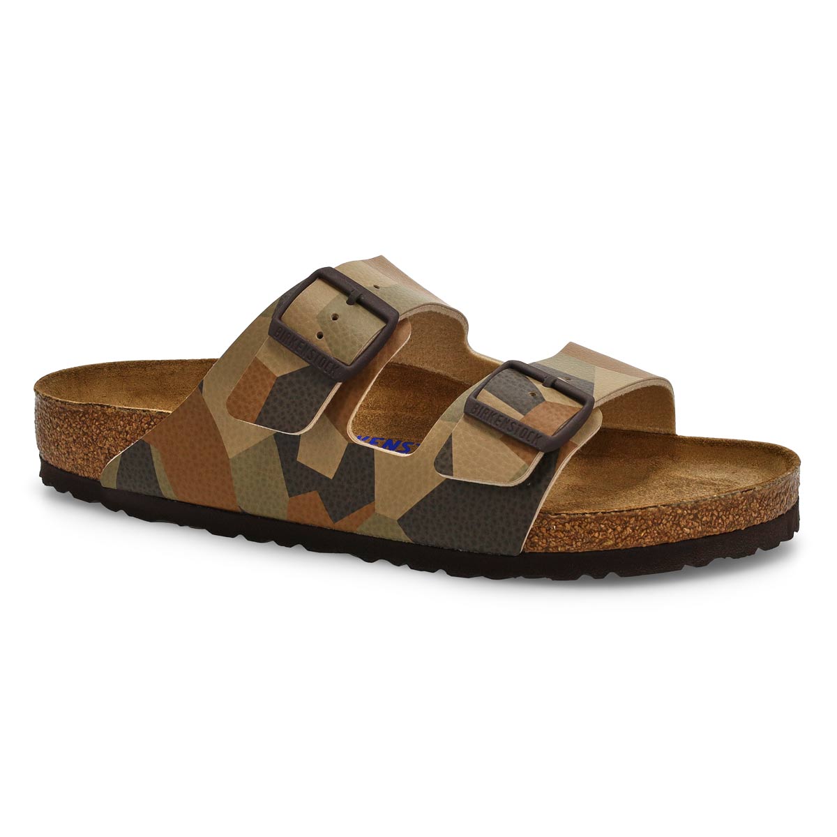 Sandale à 2 brides en Birko-Flor avec assise souple ARIZONA, vison/camouflage, hommes