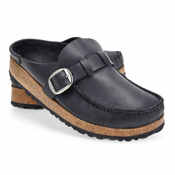 Women's Buckley Oiled Leather Cork Footbed Narrow Clog - Black