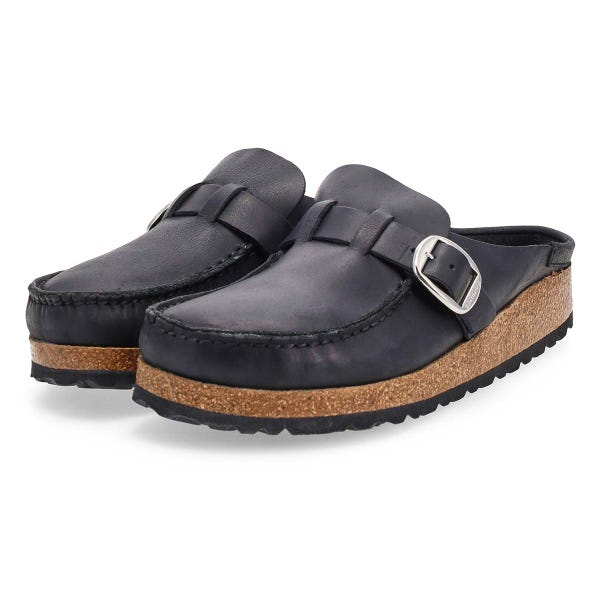 Women's Buckley Oiled Leather Cork Footbed Narrow Clog - Black