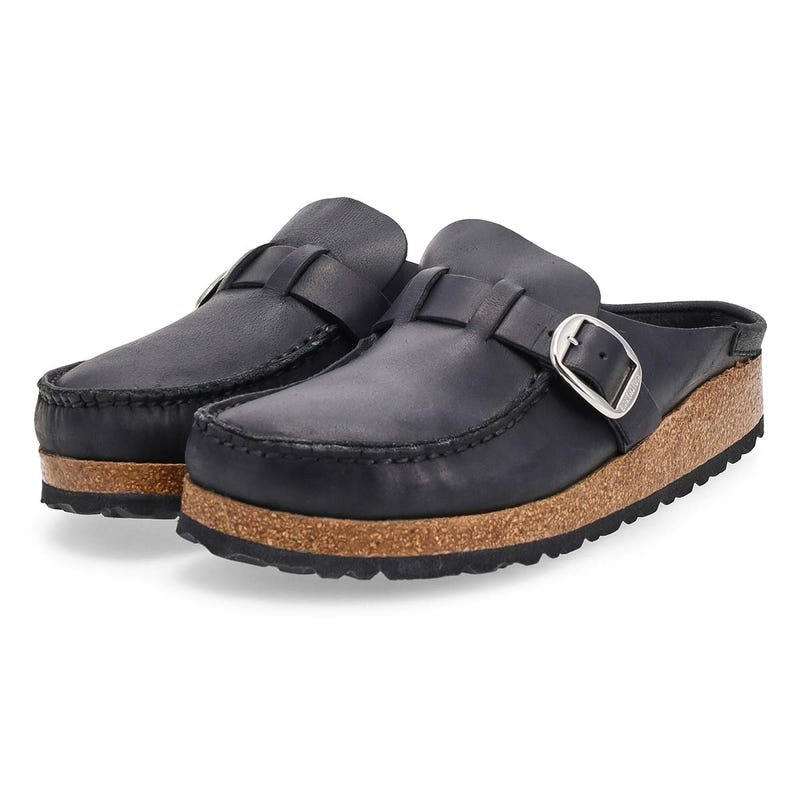 Women's Buckley Oiled Leather Cork Footbed Narrow Clog - Black