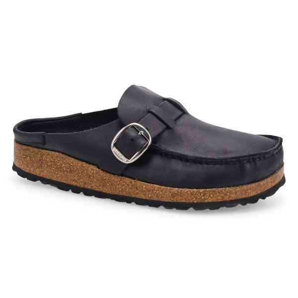 Women's Buckley Oiled Leather Cork Footbed Narrow Clog - Black