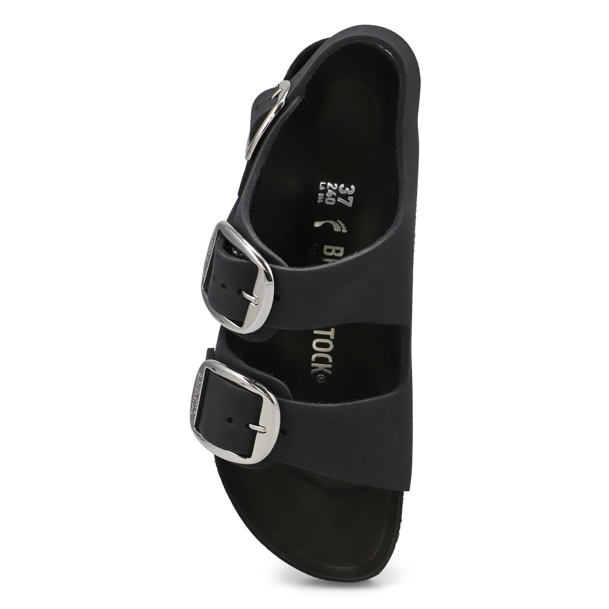 Women's  Milano Big Buckle 3 Strap Narrow Sandal - Black