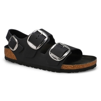 Women's  Milano Big Buckle 3 Strap Narrow Sandal - Black