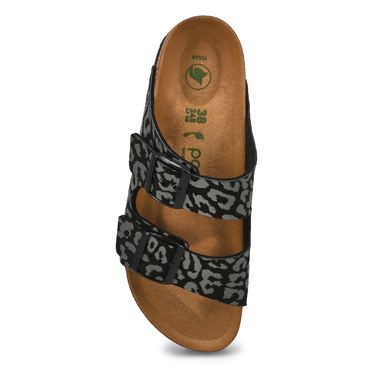 Sandales étroites à 2 brides ARIZONA PLATFORM VEGAN, léopard noir, femmes