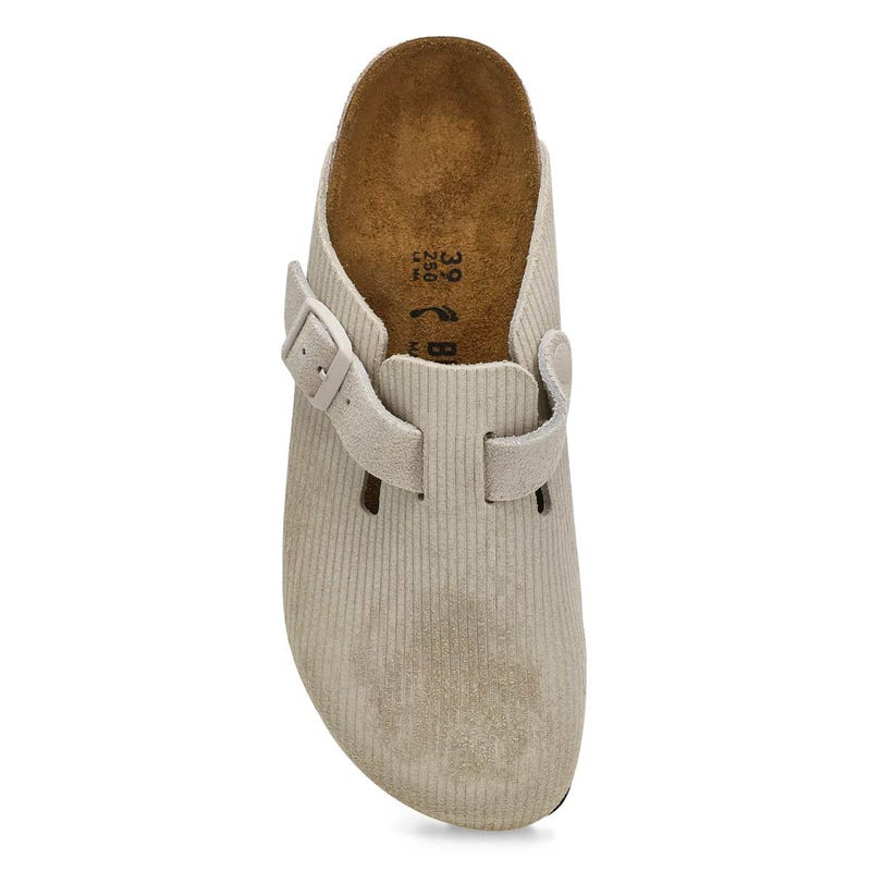 Sabot étroit en suède côtelé BOSTON, blanc antique, femmes