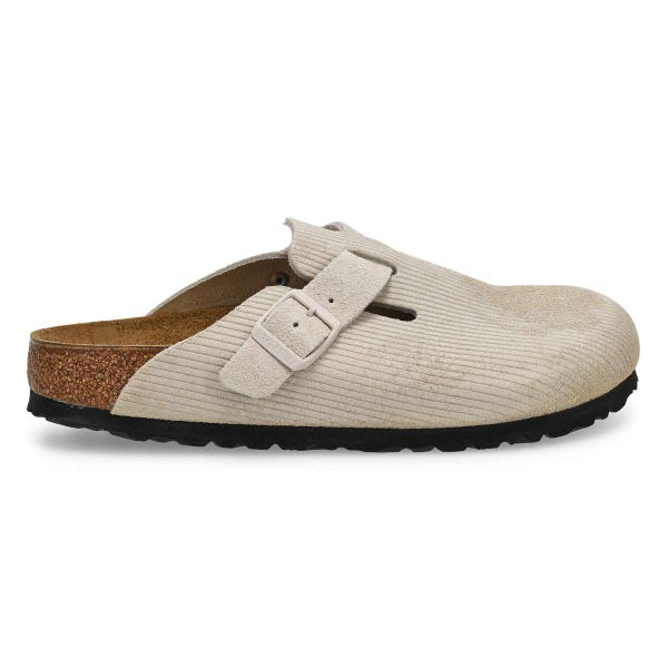 Sabot étroit en suède côtelé BOSTON, blanc antique, femmes