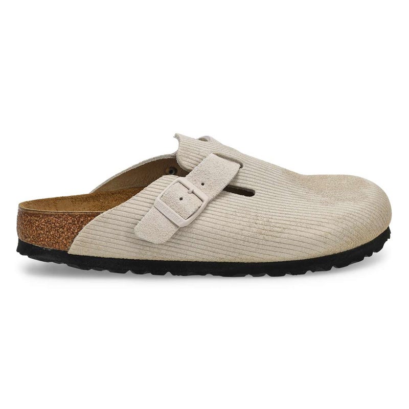 Sabot étroit en suède côtelé BOSTON, blanc antique, femmes