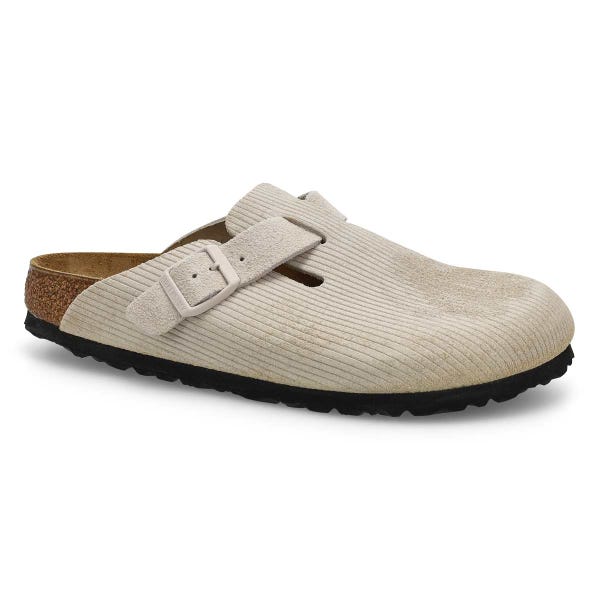 Sabot étroit en suède côtelé BOSTON, blanc antique, femmes