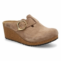 Women's  Fanny Suede Wedge Narrow Clog - Warm Sand