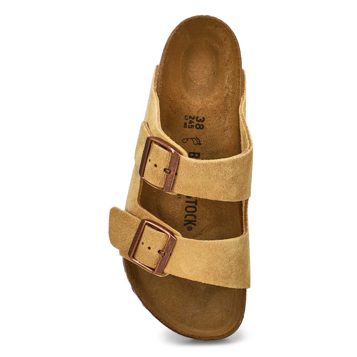 Sandale à 2 brides avec assise plantaire en liège ARIZONA, latté à la crème, femmes