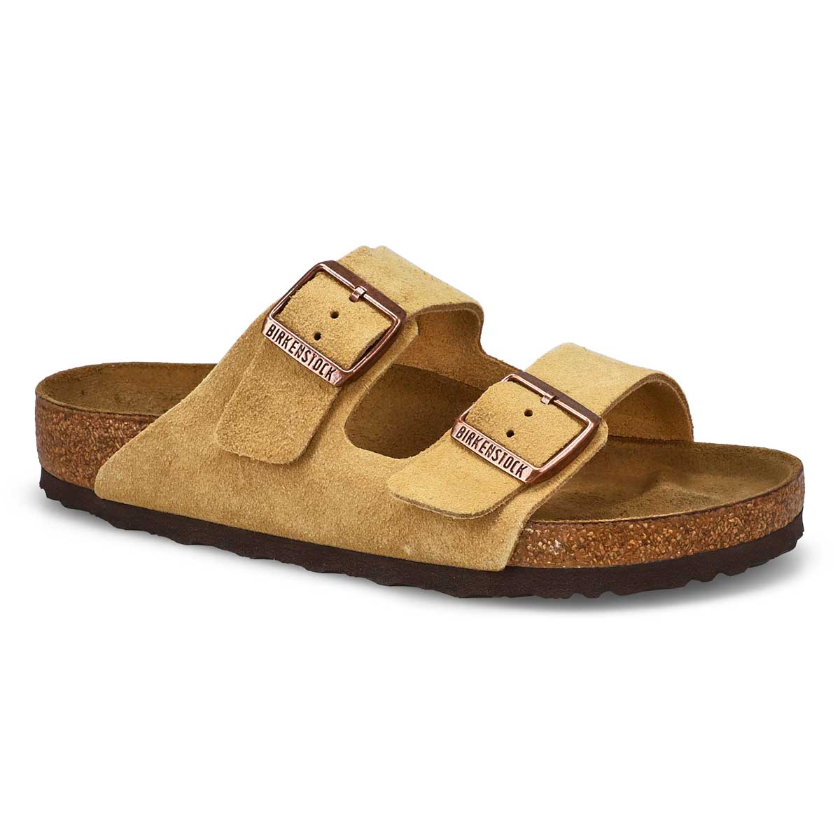 Sandale à 2 brides avec assise plantaire en liège ARIZONA, latté à la crème, femmes
