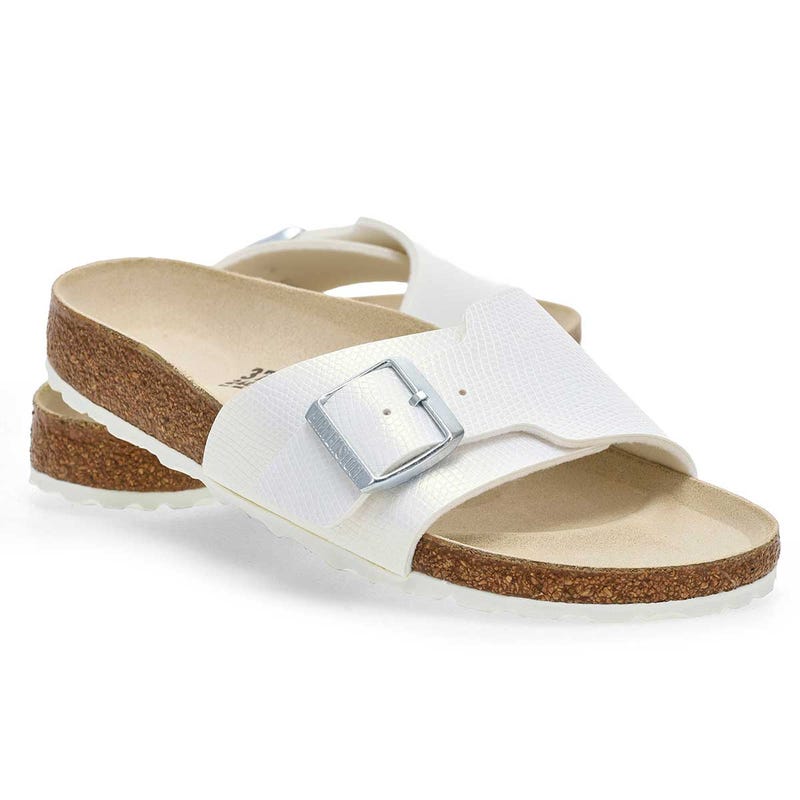 Women's  Catalina Birko-Flor Narrow Sandal - Shiny Lizard White