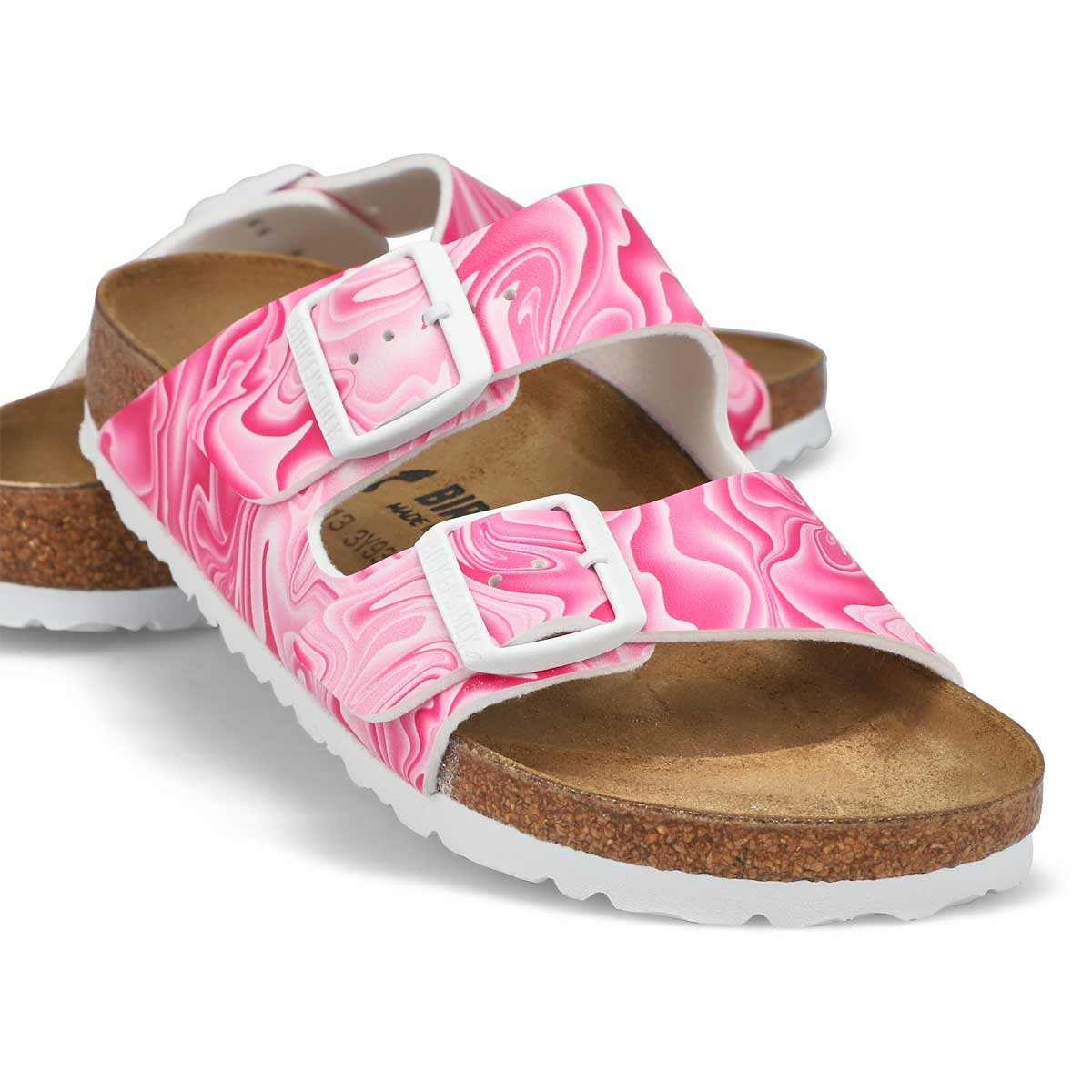 Women's Arizona Birko-Flor Narrow Sandal - Pink/White