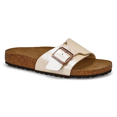 Sandale Catalina Birko-Flor, blanc nacré délicat, femmes - ÉTROITE
