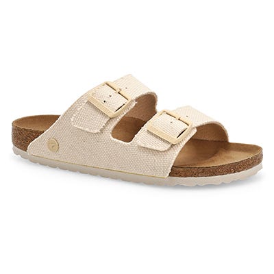 Lds Arizona Vegan Rough Canvas 2 Strap Sandal - Eggshell