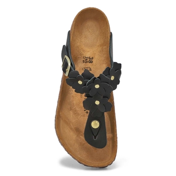 Women's Gizeh Flowers Thong Sandal - Black