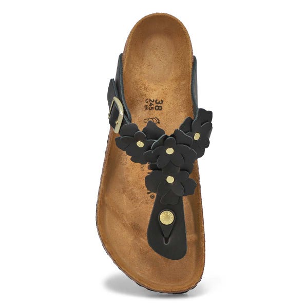 Tongs GIZEH FLOWERS, noir, femmes