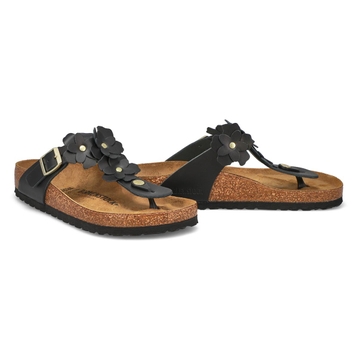 Women's Gizeh Flowers Thong Sandal - Black