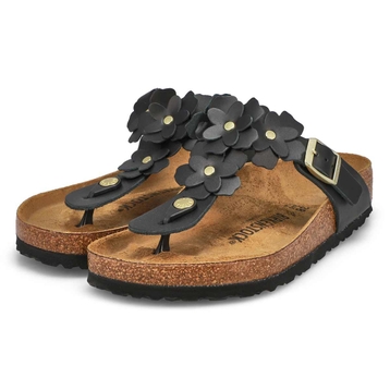 Women's Gizeh Flowers Thong Sandal - Black
