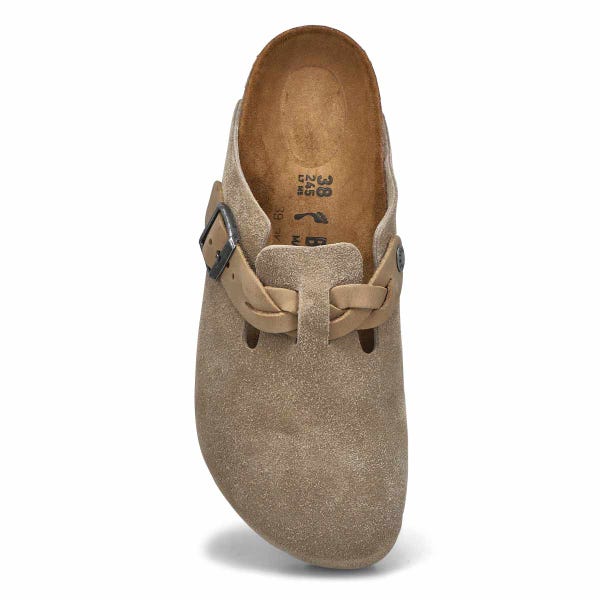 Sabot étroit en cuir huilé BOSTON BRAID, taupe, femmes