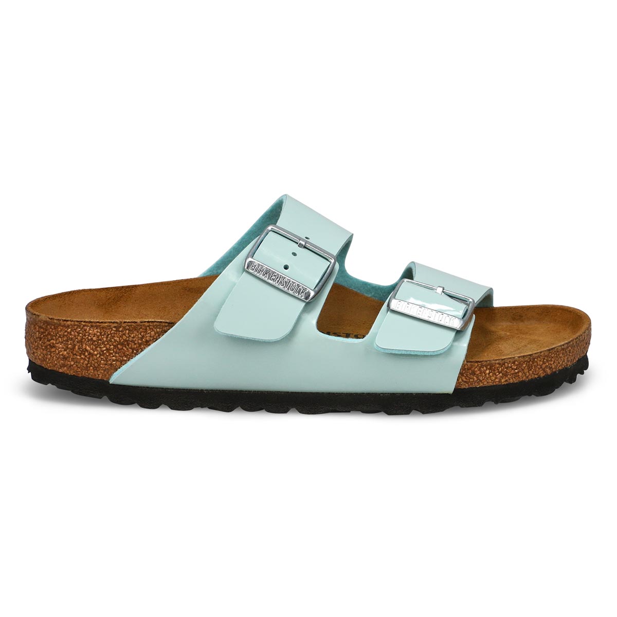 Women's Arizona 2 Strap Cork Footbed Narrow Sandal - Surf Green Patent