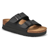 Woemn's Arizona Birko-Flor 2-Strap Vegan Platform Narrow Sandal - Black