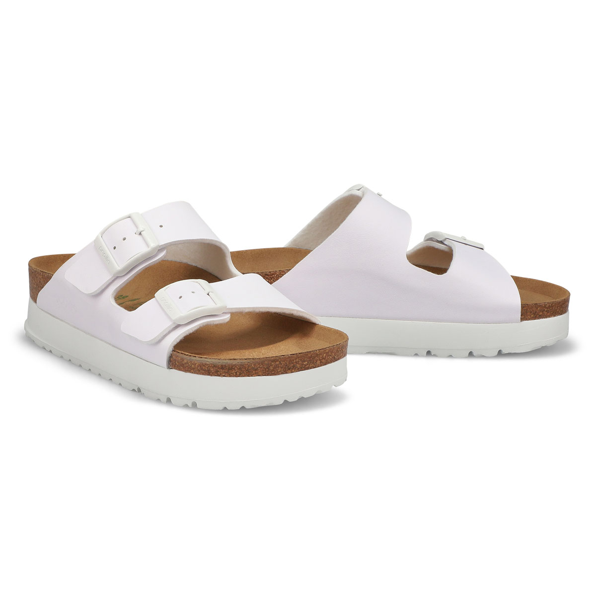 Women's Arizona Birko-Flor 2-Strap Vegan Platform Narrow Sandal - White