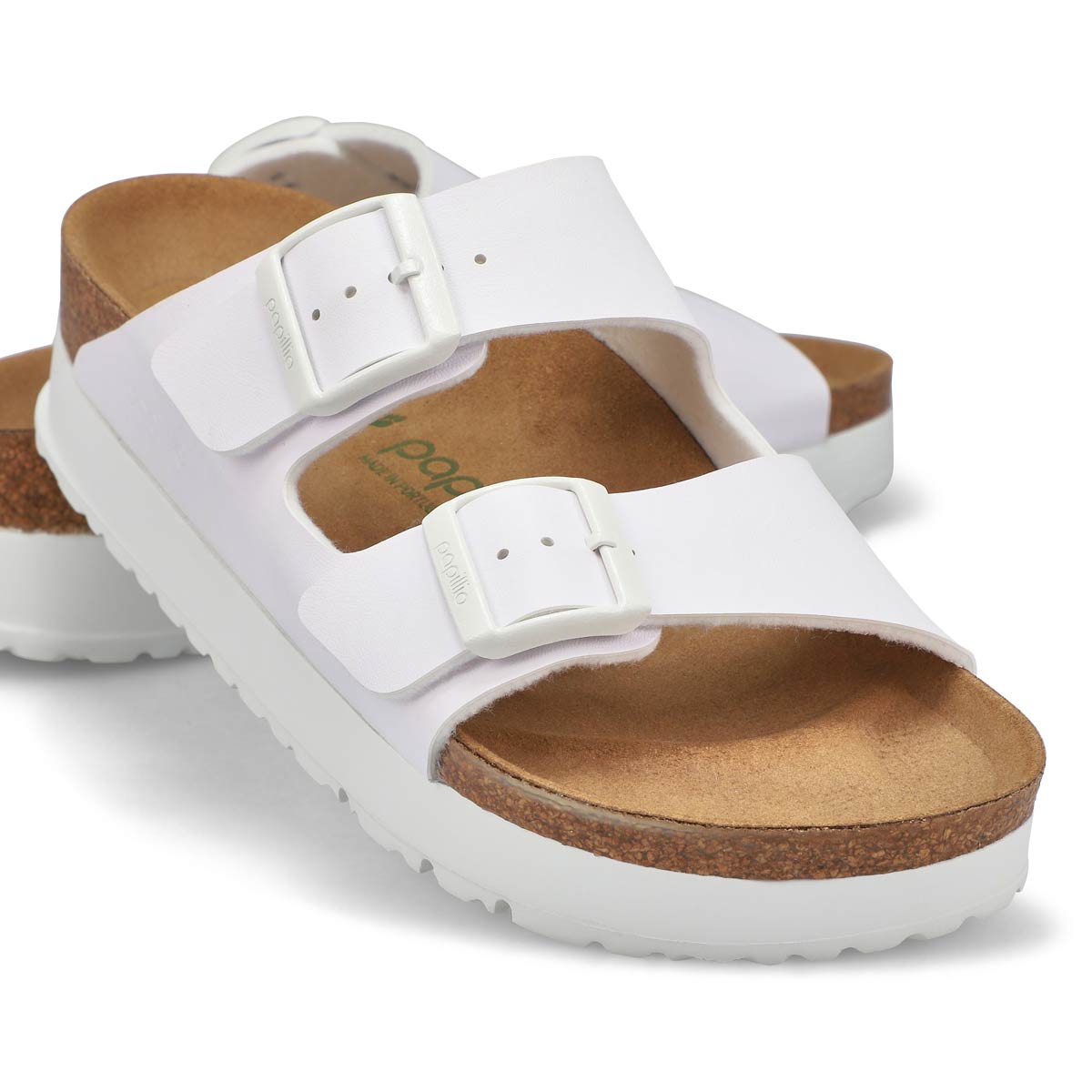 Women's Arizona Birko-Flor 2-Strap Vegan Platform Narrow Sandal - White