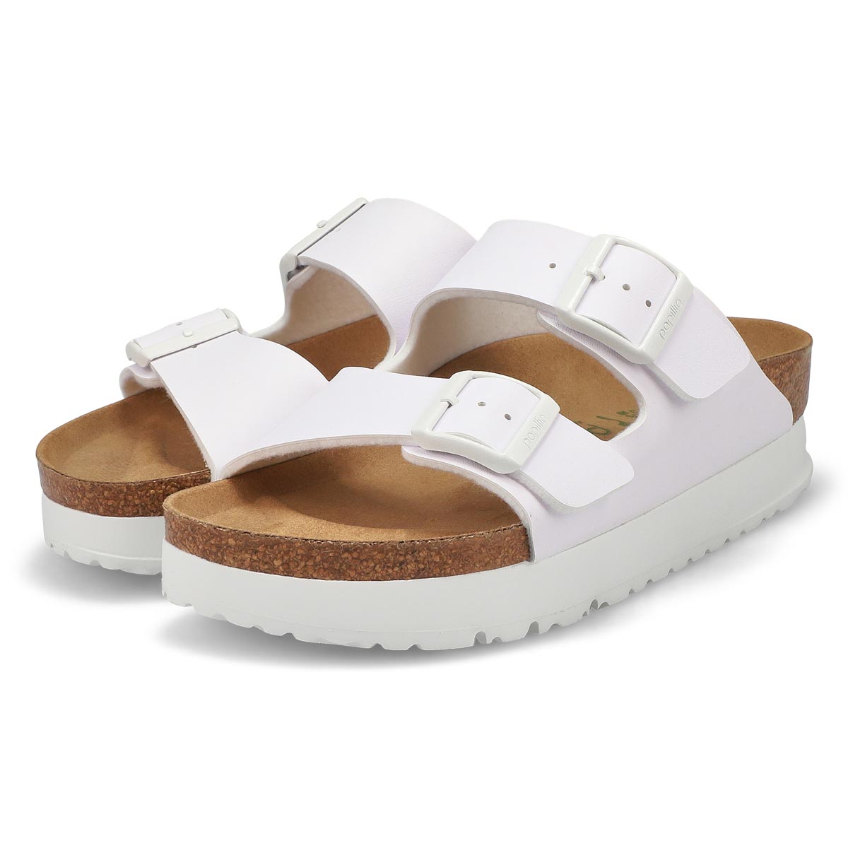 Women's Arizona Birko-Flor 2-Strap Vegan Platform Narrow Sandal - White