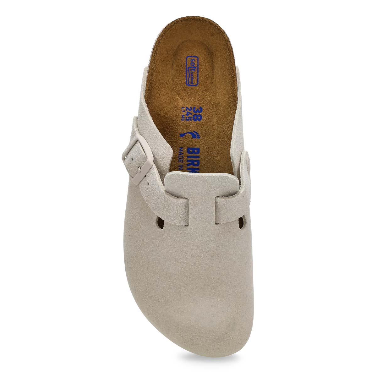 Sabot étroit en suède à assise souple BOSTON, blanc antique, femmes