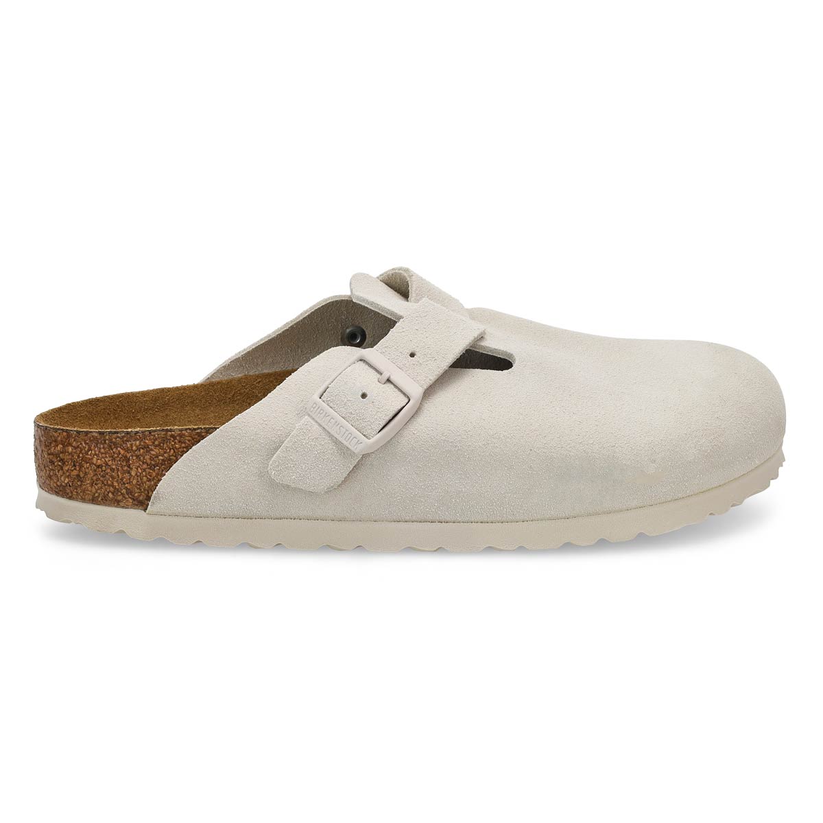 Sabot étroit en suède à assise souple BOSTON, blanc antique, femmes