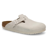 Sabot étroit en suède à assise souple BOSTON, blanc antique, femmes