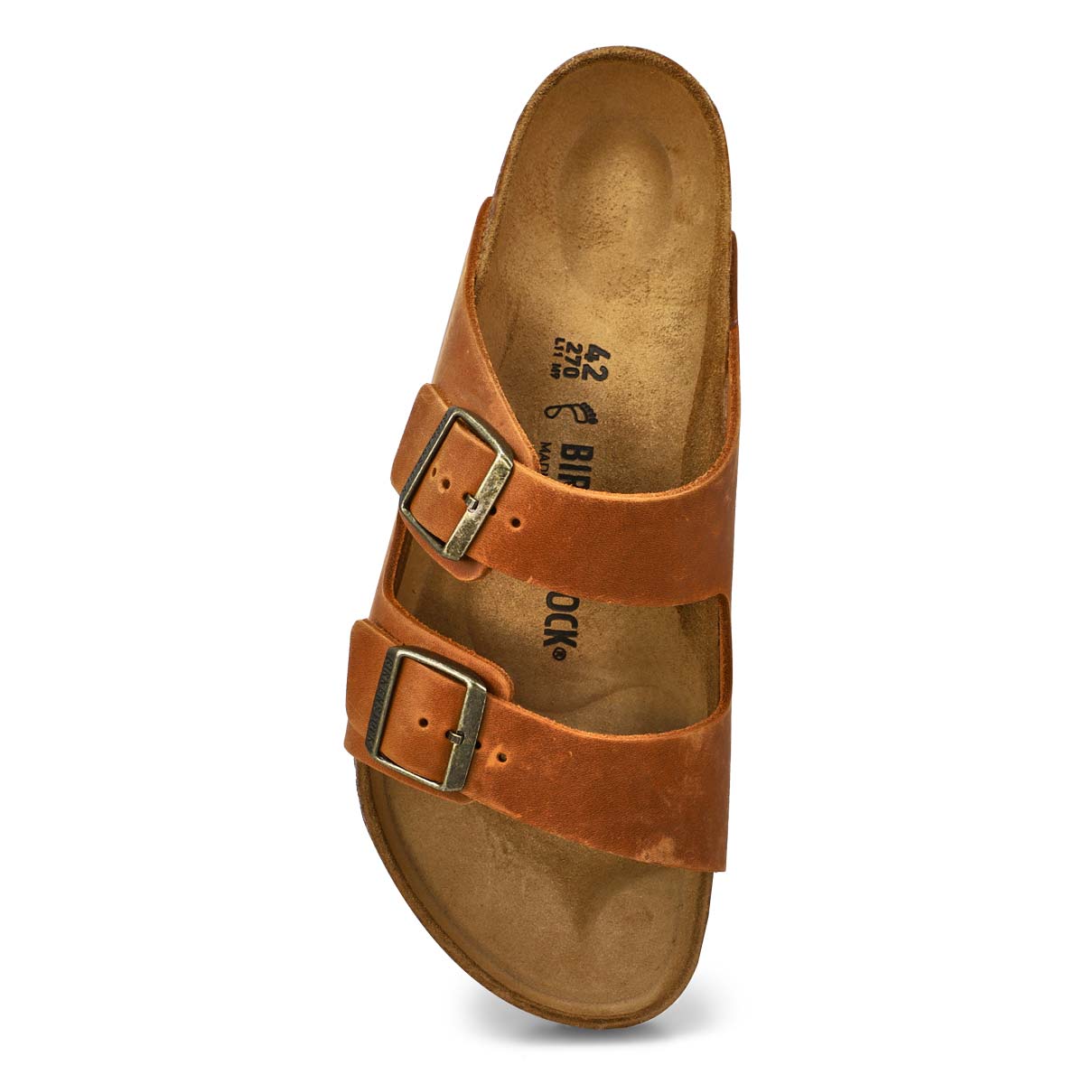 Men's Arizona Oiled Leather 2 Strap Sandal - Cognac