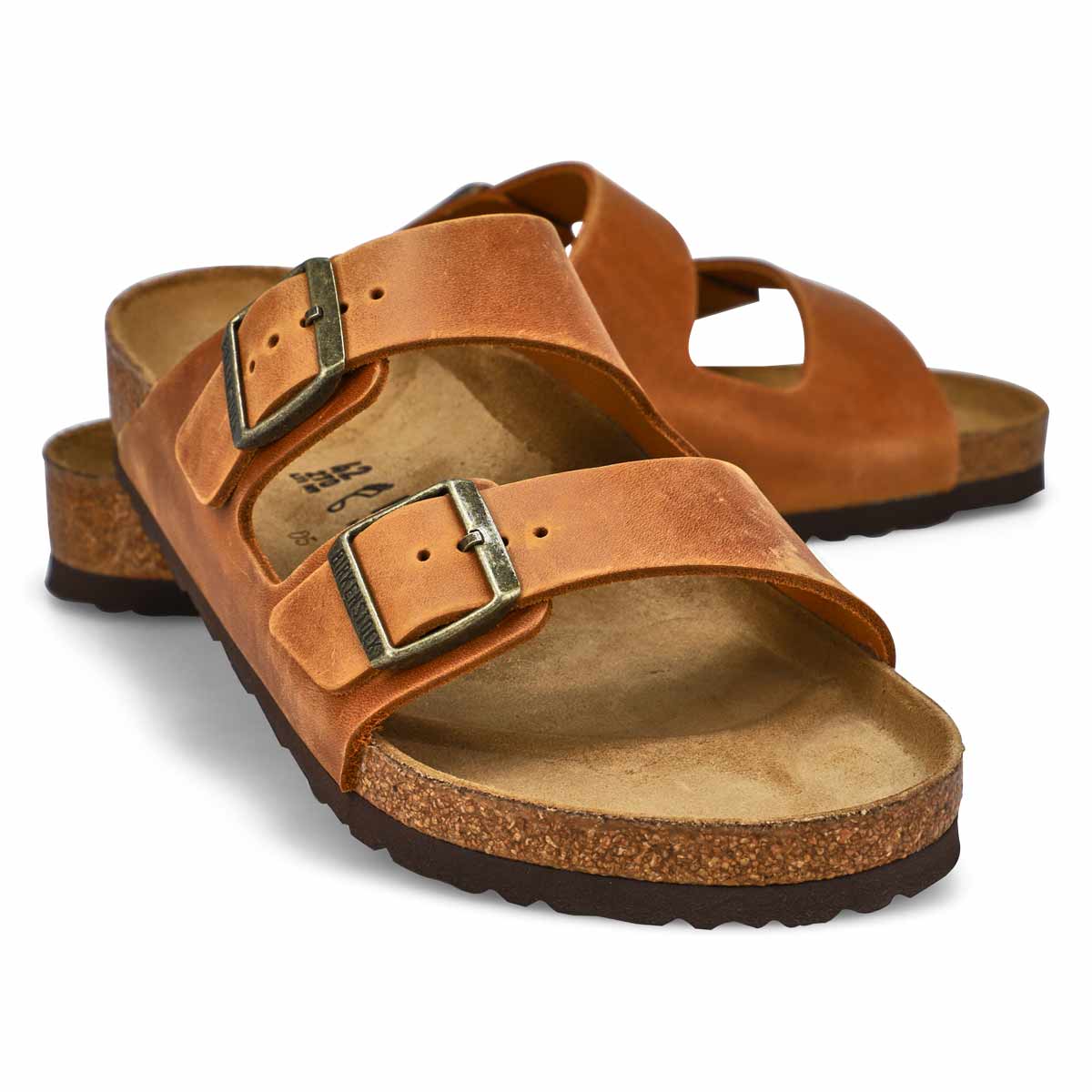 Men's Arizona Oiled Leather 2 Strap Sandal - Cognac