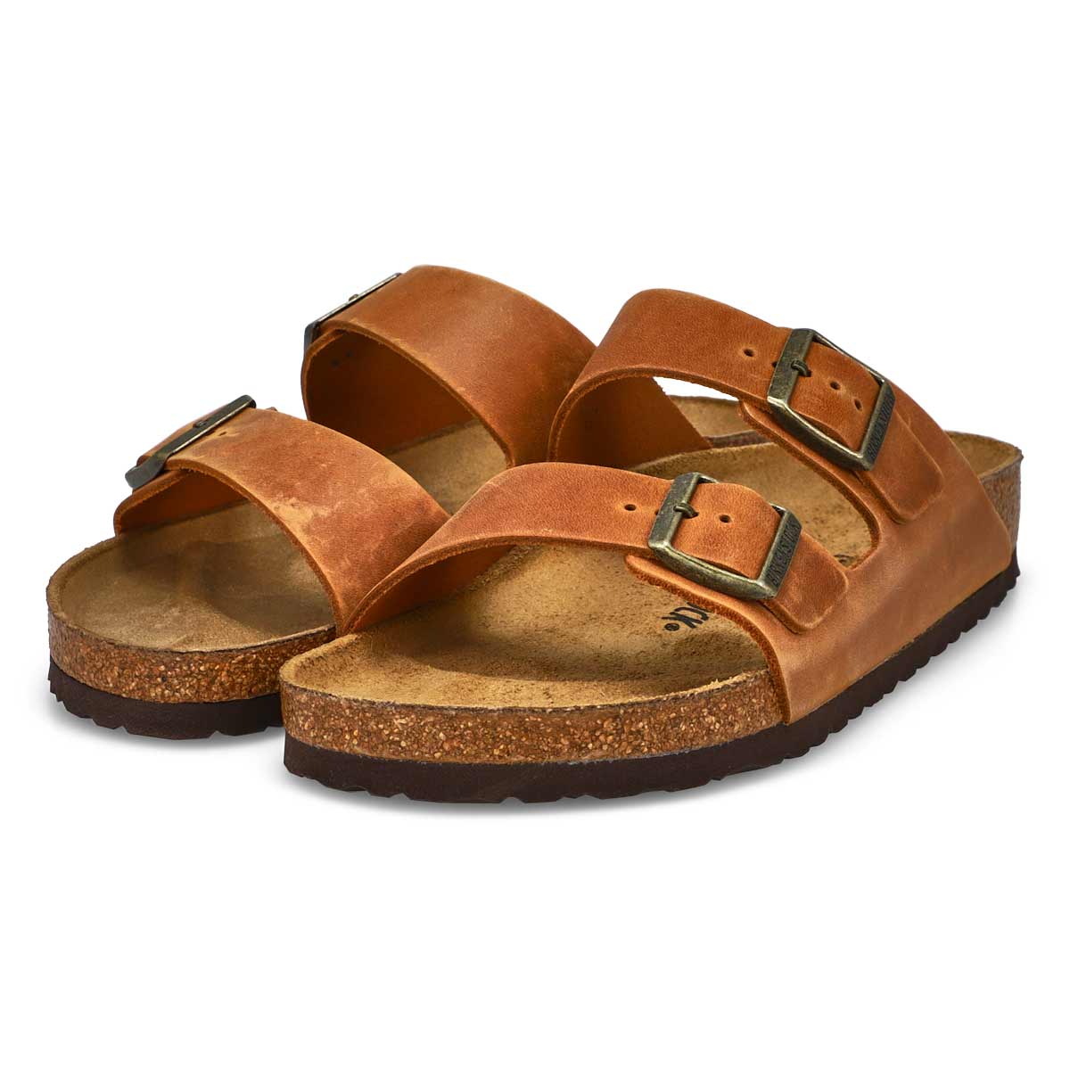 Men's Arizona Oiled Leather 2 Strap Sandal - Cognac