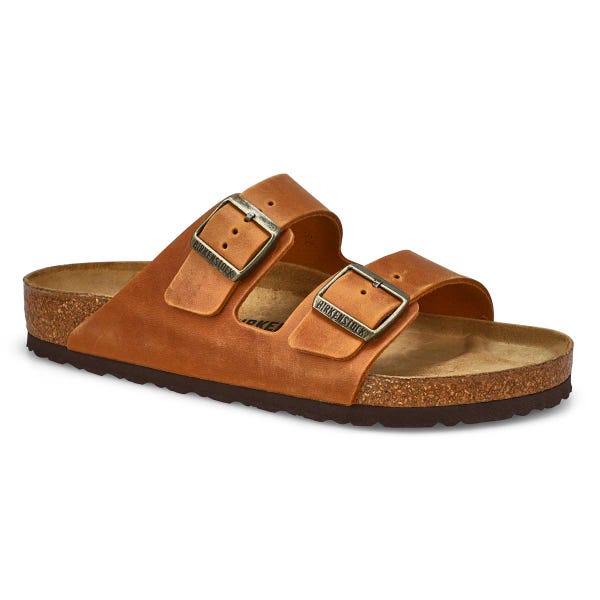 Sandale à 2 brides en cuir huilé ARIZONA, cognac, hommes