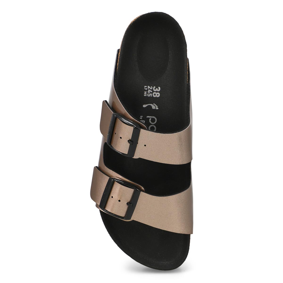 Women's Arizona Platform Birko-Flor 2 Strap Narrow Sandal - Metallic Taupe