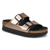 Women's Arizona Platform Birko-Flor 2 Strap Narrow Sandal - Metallic Taupe