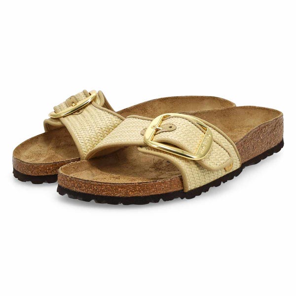 Women's  Madrid Big Buckle 1 Strap Narrow Sandal - Natural