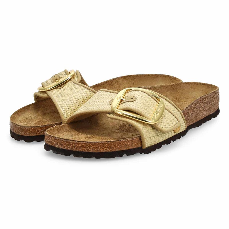 Women's  Madrid Big Buckle 1 Strap Narrow Sandal - Natural