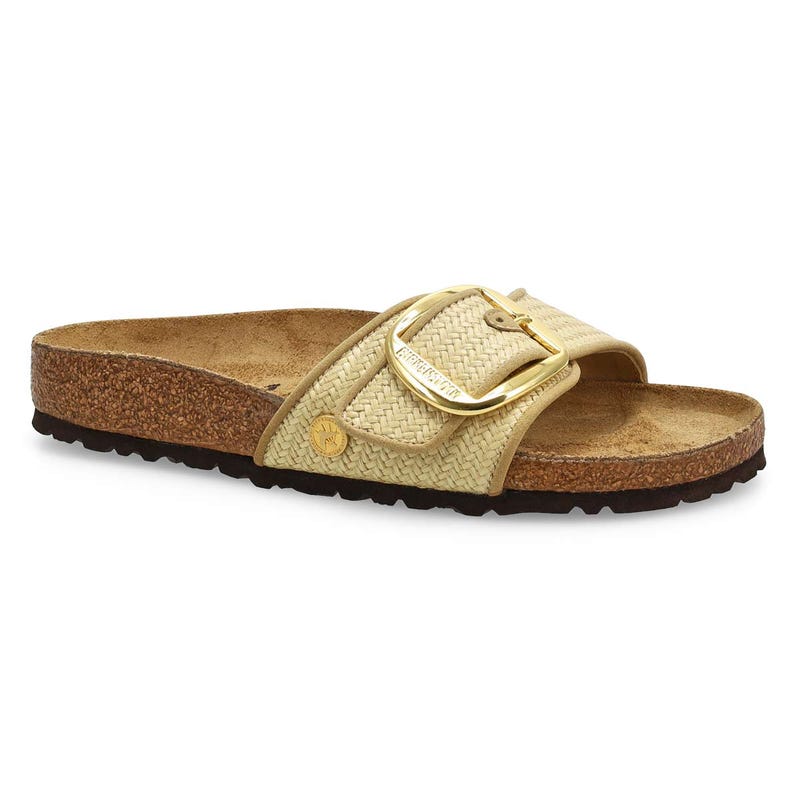 Women's  Madrid Big Buckle 1 Strap Narrow Sandal - Natural