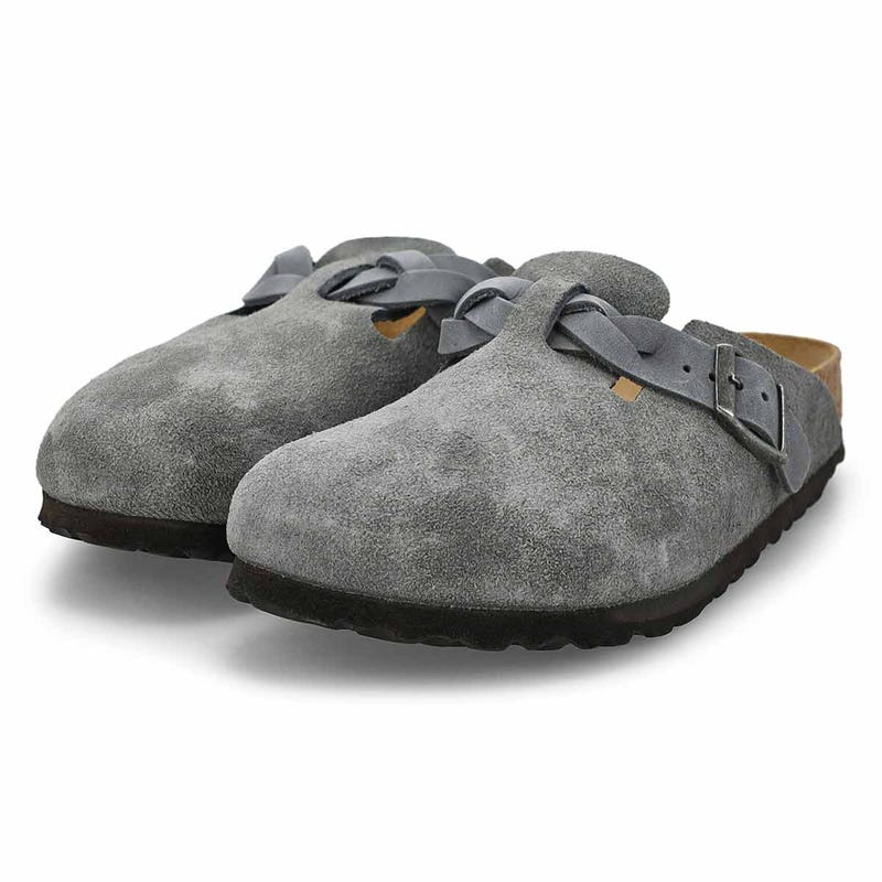 Women's  Boston Braid Suede Narrow Clog - Basalt Grey
