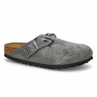 Sabot étroit en suède BOSTON BRAID, gris basalte, femmes