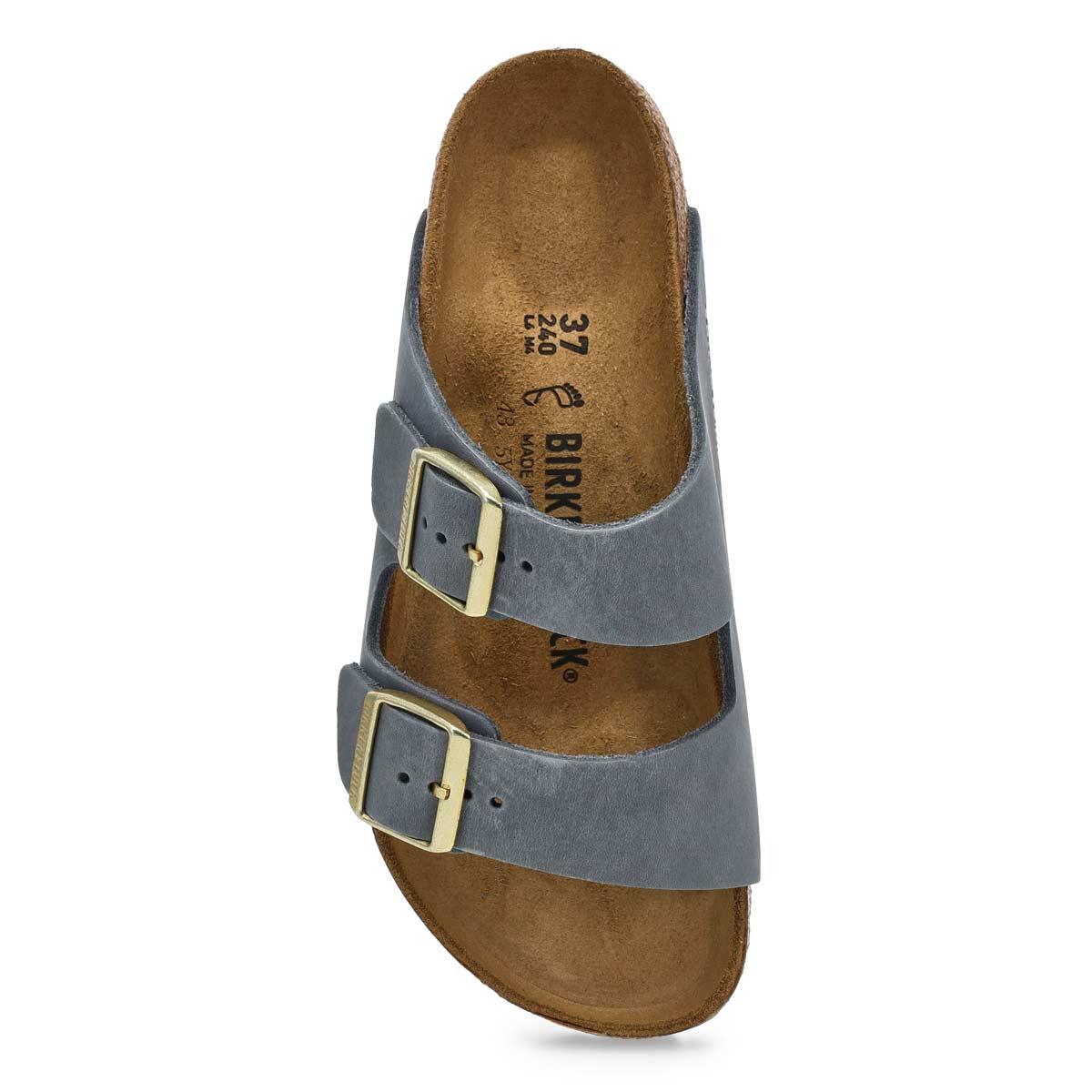 Women's Arizona Oiled Leather 2 Strap Sandal - Basalt Grey