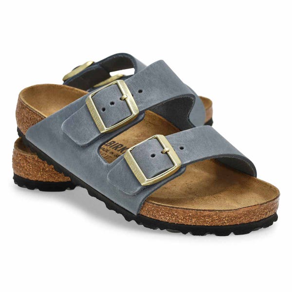 Sandale à 2 brides en cuir huilé ARIZONA, gris basalte, femmes