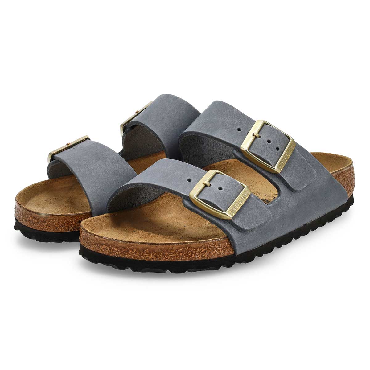 Sandale à 2 brides en cuir huilé ARIZONA, gris basalte, femmes