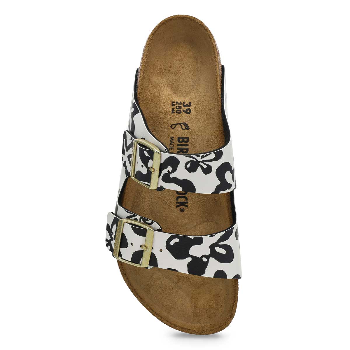 Women's Arizona Birko-Flor 2 Strap Sandal - Blooms White/Black