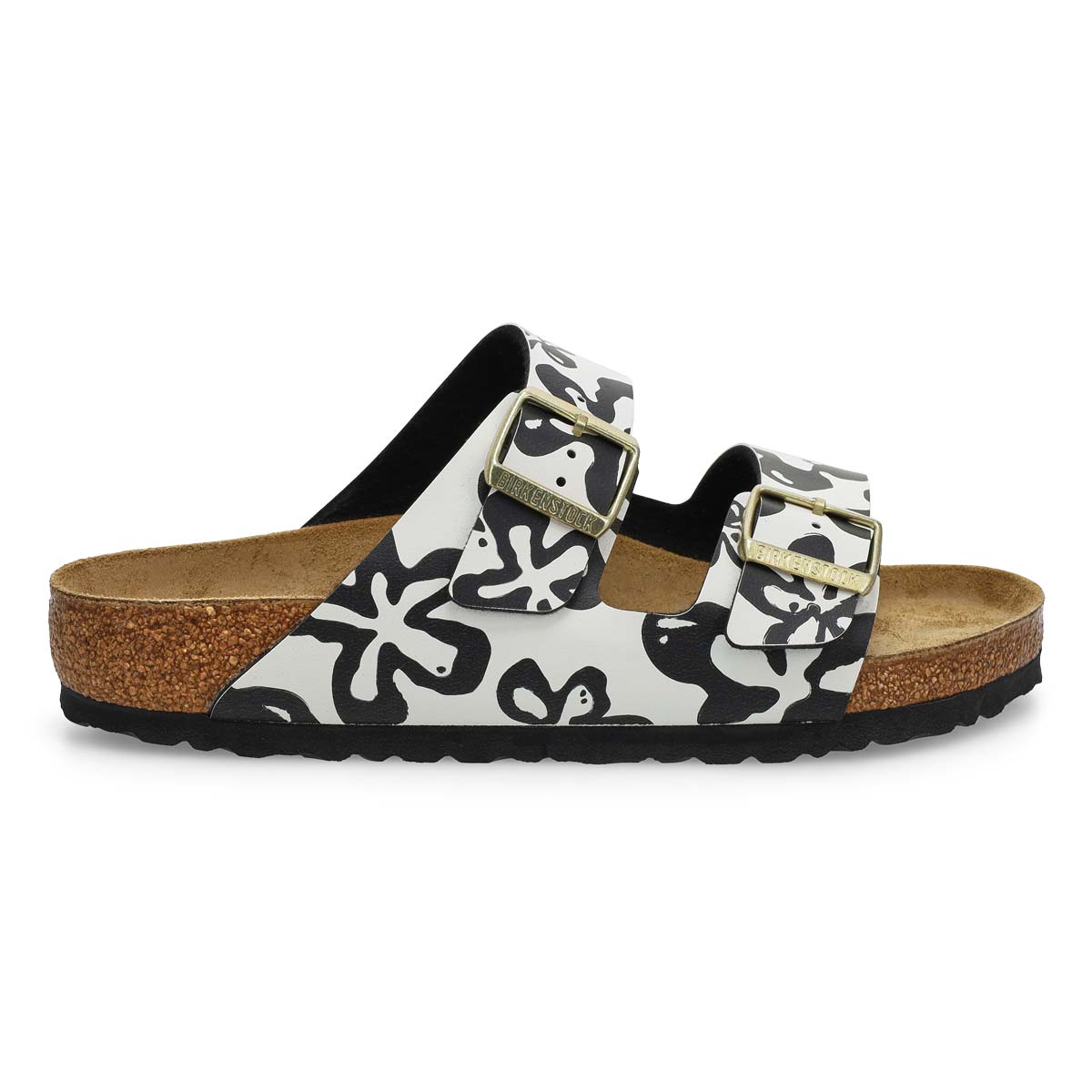 Women's Arizona Birko-Flor 2 Strap Sandal - Blooms White/Black