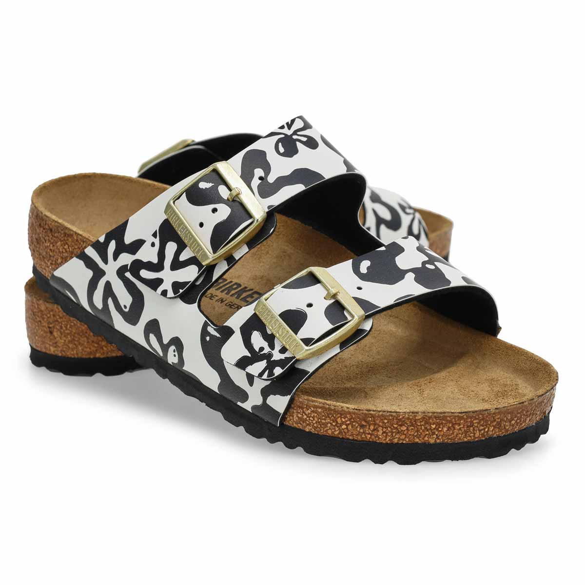 Women's Arizona Birko-Flor 2 Strap Sandal - Blooms White/Black